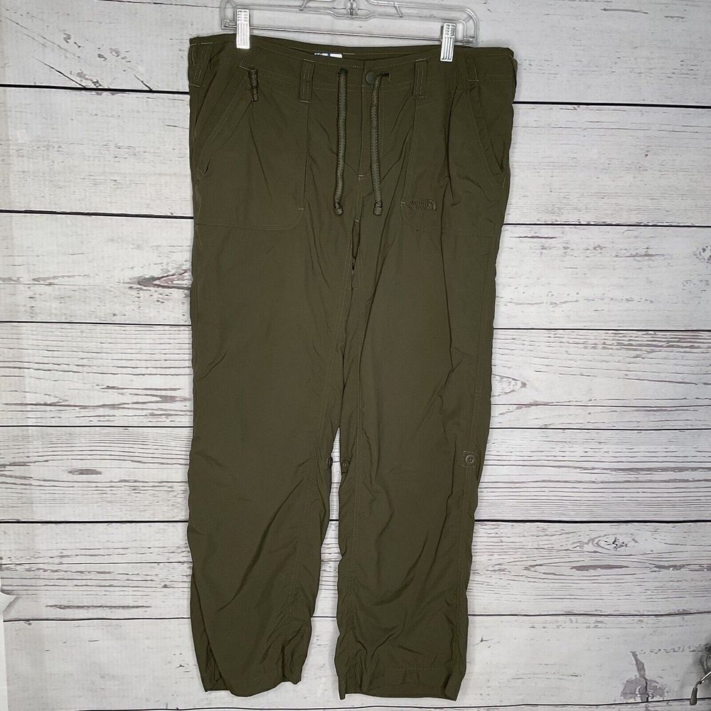 The North Face Womens 14 Olive Green Horizon Tempest Roll Up Hiking Pants Nylon@